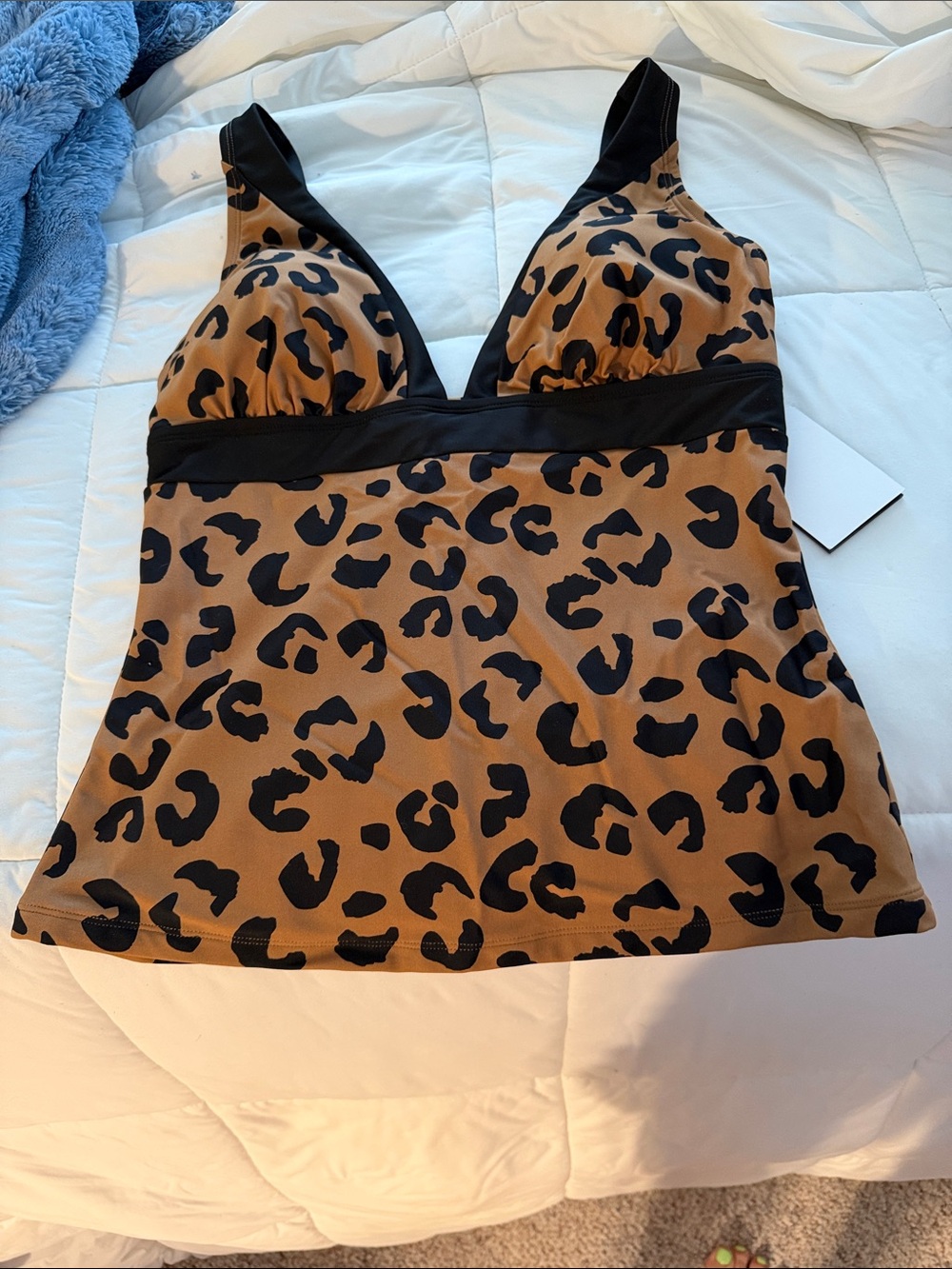 DKNY Leopard Print Tankini Top in Brown and Black